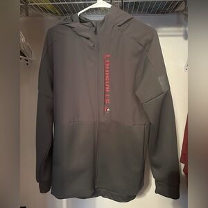 Louisville Cardinals Adidas Gray Hooded Zip Jacket